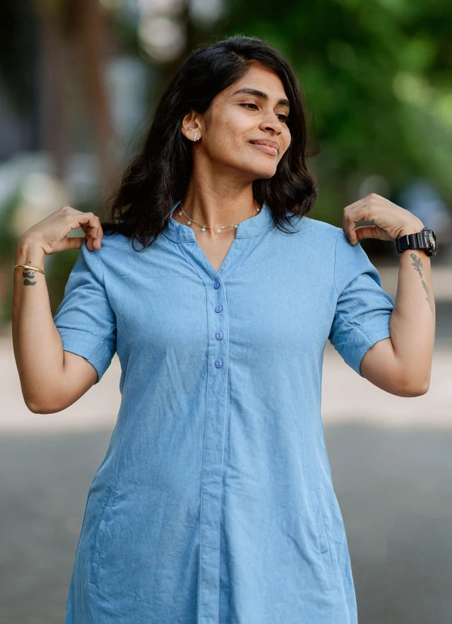 Denim Long Shirt Dress