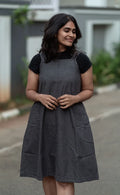 Black Denim Casual Midi