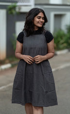 Black Denim Casual Midi