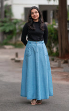 Icy Blue Denim Skirt